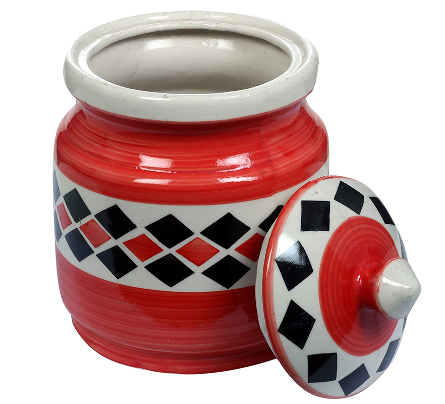 RAJ ROYAL Ceramic Storage Jar- 1 piece,Red, 2 Kg