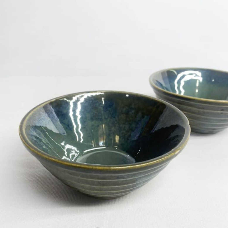 Stone-Green Cone Small Bowls (Set of 2)